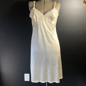 Vintage Cream / Ivory Nylon Slip with Lace Accents